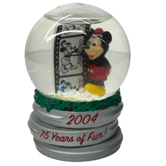 Disney Mickey Mouse 2004 Christmas Mini Snow Globe JC Penney 75 Years of Fun! - Picture 9 of 9